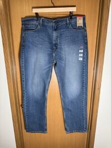 NWT Levi's 505 Regular Straight Leg Jeans Blue Stretch 42x32
